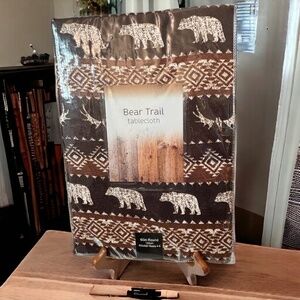 Colordrift Bear Trail 60" Round Tablecloth Cabin Lodge Decor New in Package